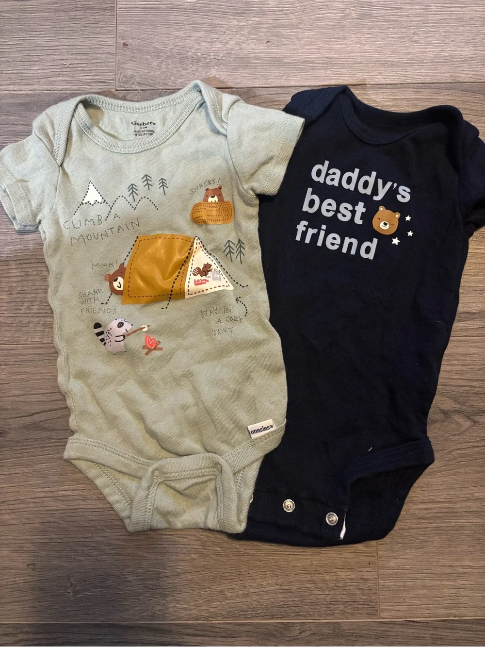 Baby One-Piece Bodysuits - Sage Green & Navy (2-Pack)